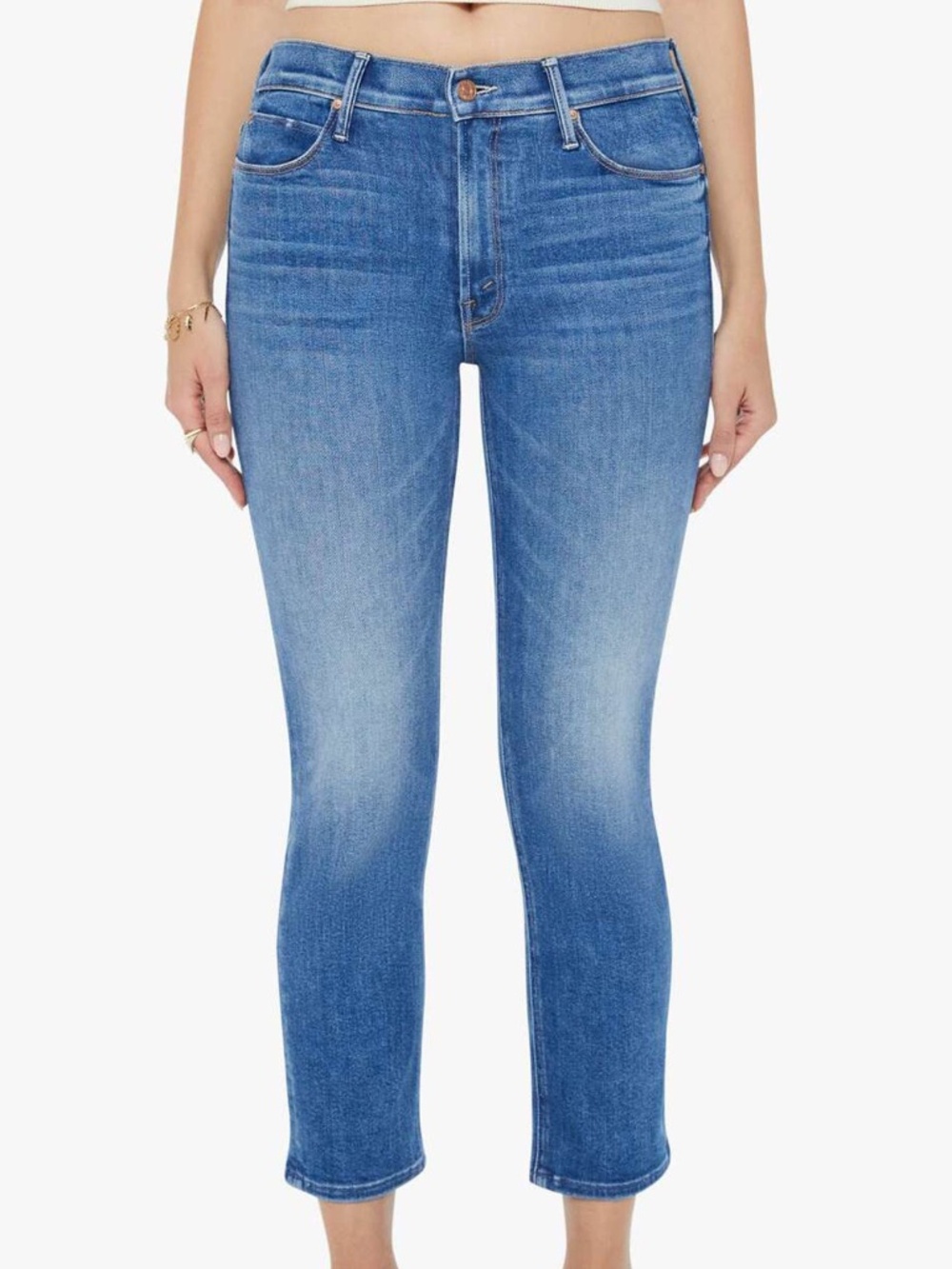 MOTHER The Mid Rise Dazzler Ankle Crop Jeans in Wash Different Strokes